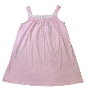 Eileen West Nightgown Sleeveless Pink Cotton Chemise Women's sz M Cottagecore
